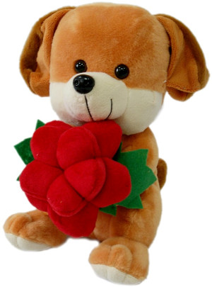 Piesek Brązowy Kwiat Love - 25cm - pluszak, maskotka