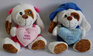 Piesek Boy Love Serce - 20cm Różowy - pluszak, maskotka