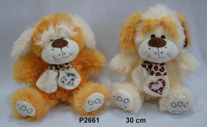 Piesek w szaliku Love 2 kolory - 30cm Brązowy - pluszak, maskotka
