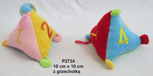Kostka grzechotka 2 kolory Piramida (Głos) - 10cm Czerwony - pluszak, maskotka