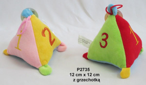 Kostka grzechotka 2 kolory Piramida (Głos) - 12cm Czerwony - pluszak, maskotka