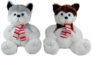 Piesek Husky 2 kolory - 45cm Brązowy - pluszak, maskotka