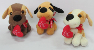 Piesek I Love You Serce 3 kolory - 20cm Kremowy - pluszak, maskotka