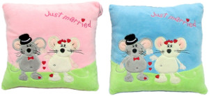 Poduszka Nowożeńcy Myszki Just Married 2 kolory - 25cm Różowy - pluszak, maskotka