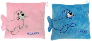Poduszka Foka Gdańsk 2 kolory - 26cm Niebieski - pluszak, maskotka