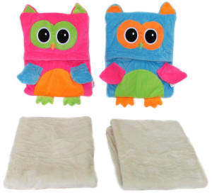 Sowa maskotka + kocyk 2 kolory - 31cm Różowy - pluszak, maskotka