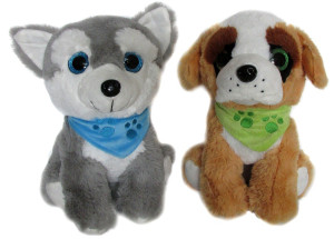 Piesek Husky / Bernardyn (Głos) - 30cm Brązowy - pluszak, maskotka