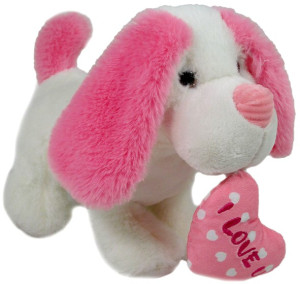 Piesek Kremowy Love z sercem - 23cm - pluszak, maskotka