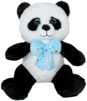 Miś Panda z błękitną kokardą - 20cm - pluszak, maskotka