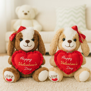 Piesek Happy Valentine's Day z sercem 2 kolory - 20cm Dowolny / Mix - pluszak, maskotka