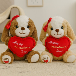 Piesek Happy Valentine's Day z sercem 2 kolory - 30cm Dowolny / Mix - pluszak, maskotka