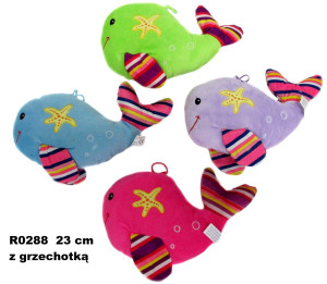 Rybka 4 kolory Ryba grzechotka (Głos) - 23cm Fioletowy - pluszak, maskotka