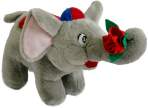 Słonik szary z różą Słoń - 30cm - pluszak, maskotka