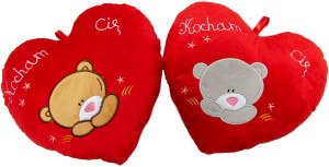 Poduszka Serce Miś Love 2 kolory - 30cm Szary - pluszak, maskotka