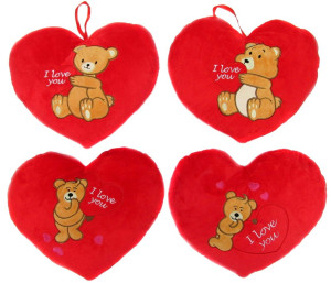 Poduszka Serce Miś 4 wzory Love - 37cm - pluszak, maskotka