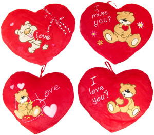 Poduszka Serce Miś Love 4 wzory - 48cm Dowolny / Mix - pluszak, maskotka