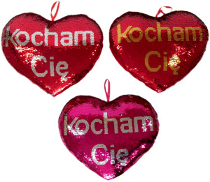 Poduszka Serce Kocham Cię 3 kolory - 30cm Różowy - pluszak, maskotka