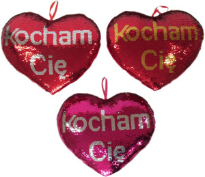 Poduszka serce Kocham Cię 3 kolory - 45cm Czerwony - pluszak, maskotka