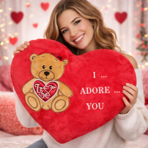 Poduszka Serce Miś I Adore You Brązowa - 80cm - pluszak, maskotka