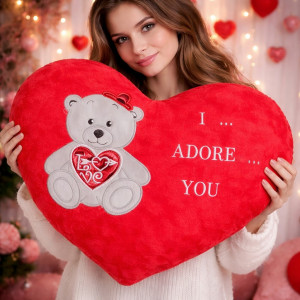 Poduszka Serce Miś I Adore You Szara - 80cm - pluszak, maskotka