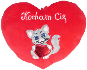 Poduszka Serce Kotek Kocham Cię - 15cm - pluszak, maskotka
