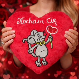 Poduszka Kocham Cię Myszka Serce - 25cm - pluszak, maskotka