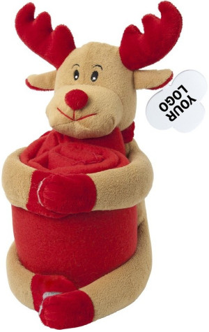 Pluszak Renifer Łoś z kocykiem polarowym - 25cm - pluszak, maskotka