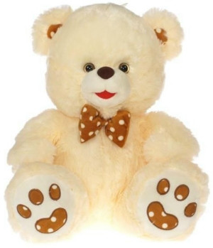 Miś kremowy z kokardą - 33cm - pluszak, maskotka