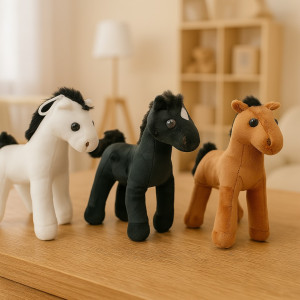 Konik 3 kolory koń (Głos) - 20cm Czarny - pluszak, maskotka