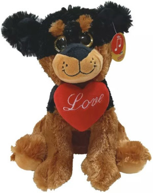 Piesek Rottweiler z sercem Love (Głos) - 25cm - pluszak, maskotka