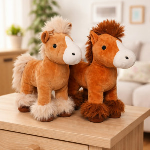 Konik 2 kolory koń stojący - 18cm Jasny brąz - pluszak, maskotka