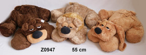 Piesek Leżacy 3 kolory - 55cm Ciemny brąz - pluszak, maskotka