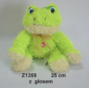 Żaba Zielona z kokardką (Głos) - 25cm - pluszak, maskotka