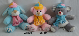 Miś Piesek Myszka w szaliku i czapce - 30cm Dowolny / Mix - pluszak, maskotka