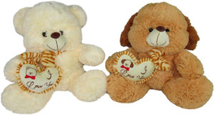Miś / Piesek I Love You 2 kolory - 32cm Brązowy - pluszak, maskotka