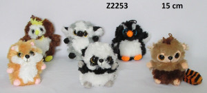 Zwierzęta Włochacze Mix 6 wzorów - 15cm - pluszak, maskotka