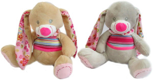 Zajączek Baby 2 kolory Grzechotka (Głos) - 18cm Dowolny / Mix - pluszak, maskotka