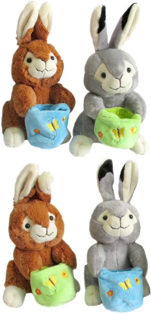 Królik Zajączek z koszykiem 4 wzory - 19cm Dowolny / Mix - pluszak, maskotka
