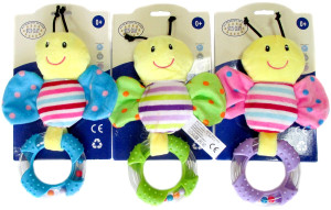 Motylek grzechotka 3 kolory (Głos) - 13cm Różowy - pluszak, maskotka