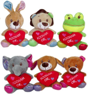 Zwierzęta Mix Kocham Cię 6 wzorów - 14cm - pluszak, maskotka