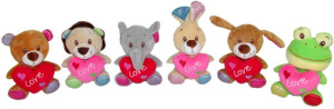 Zwierzęta Kolorowe z sercem Love 6 wzorów - 14cm Dowolny / Mix - pluszak, maskotka