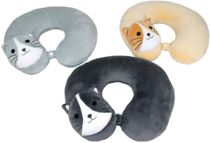 Poduszka Zagłówek Kotek 3 kolory - 35cm Czarny - pluszak, maskotka