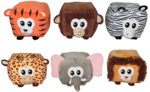 Zwierzęta Kostki Tygrys Małpka Zebra Żyrafa Słoń Lew 22cm - pluszak, maskotka