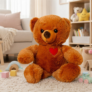 Miś Pomarańczowy Love z serduszkiem - 35/25cm - pluszak, maskotka