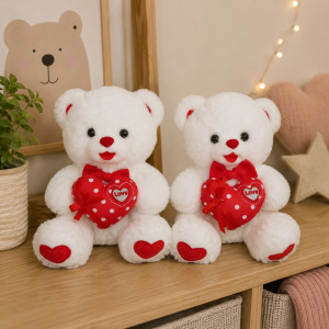 Miś Love 2 kolory - 25cm Kremowy - pluszak, maskotka