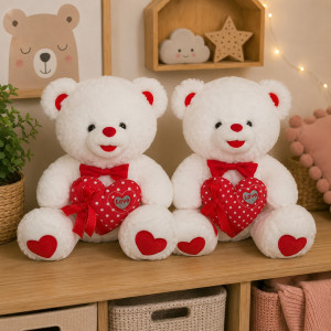 Miś Love 2 kolory - 40cm Biały - pluszak, maskotka