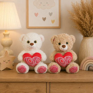 Miś z sercem Love 2 kolory - 25cm Biały - pluszak, maskotka