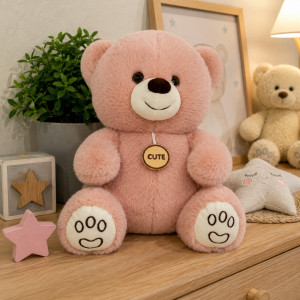 Miś Cute Różowo-beżowy - 30cm - pluszak, maskotka