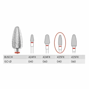 Busch frez z węglika spiekanego 425FX 040 okrągły stożek czerwony