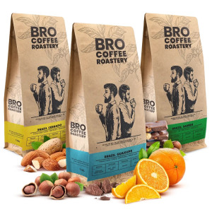 Zestaw 3 Kaw Ziarnistych: Coffee Broastery Brazil Mogiana 1000g, Brazil Guaxupe 1000g i Brazil Cerrado 1000g (3kg) – Kawa Brazylijska, 100% Arabica